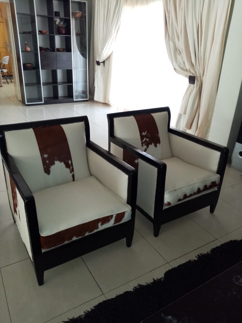 Tub Chairs, made with Nguni & Leather